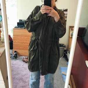 UO Army green long thin jacket